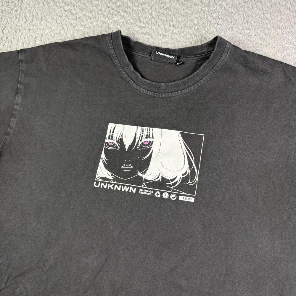 UNKNWN Shirt Mens 2XL Black Anime Manga Girl Art Graphic Tee Streetwear